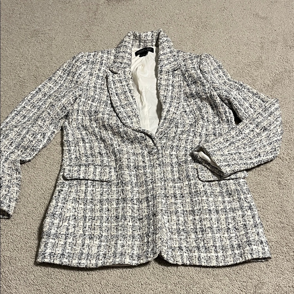 Rachel Zoe Black and White Tweed Blazer